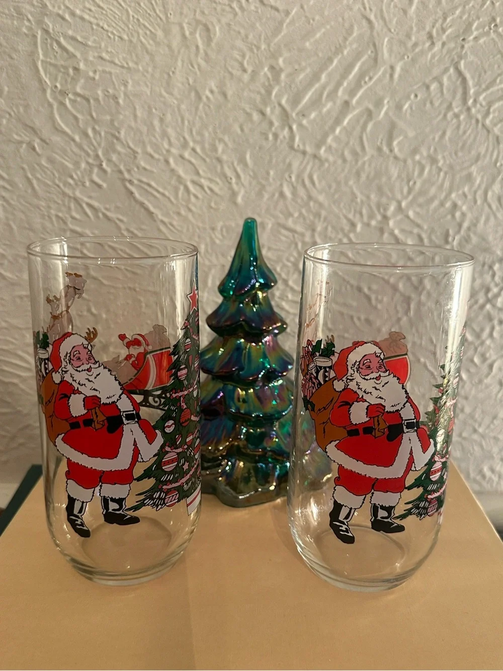 Vintage Christmas Glass Tumblers Set of 2